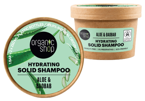 Aloe and Baobab Moisturizing Solid Shampoo 60 gr