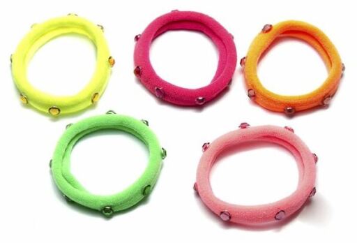 Hair Rubber Bands with Assorted Color Stones 5 Units