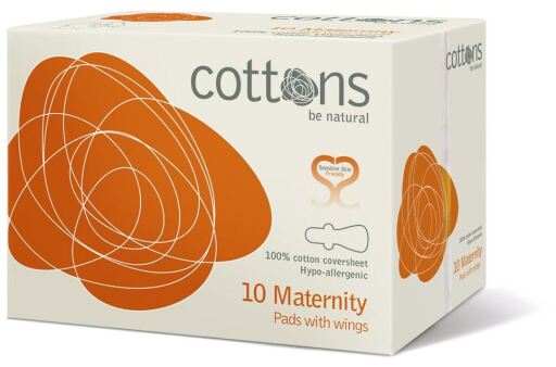 Maternity Compress C/Wings 100% Cotton 10 Units